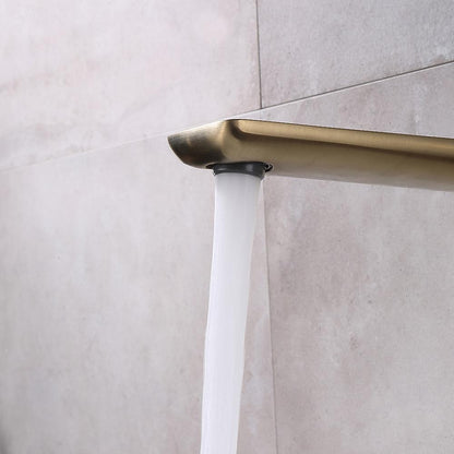 Modern Wall-Mount Bathroom Faucet, Single-Handle Brass Basin Faucet, Matte Black / Brushed Gold / Gunmetal