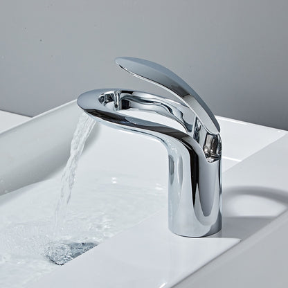 Modern Waterfall Bathroom Faucet, Single-Handle Brass Faucet