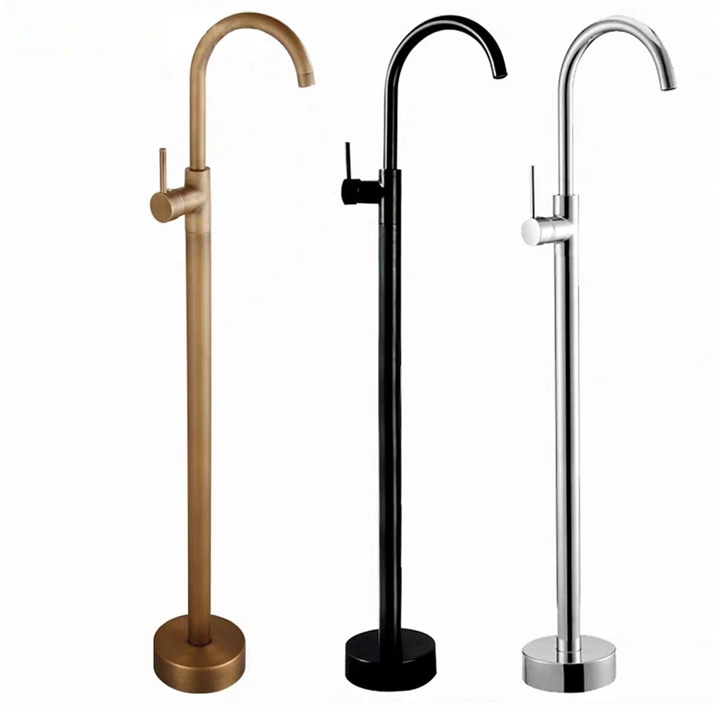 Freestanding Single-Handle Vessel Sink Faucet, Retro High Arc Spout Bathroom Faucet, Antique Brass / Chrome / Gunmetal