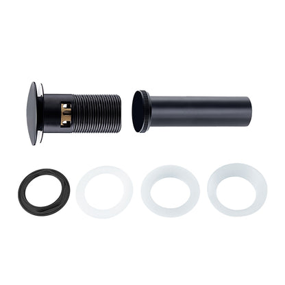 Matte Black Contemporary Brass Pop-Up Sink Drain with Overflow, Push-Button Vanity Drain Assembly