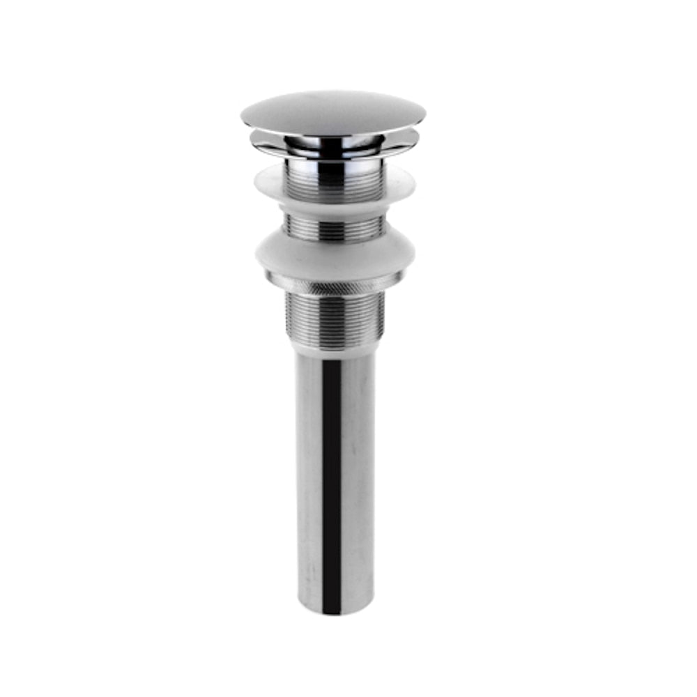 Chrome Brass Pop-Up Sink Drain with Overflow, Contemporary Bathroom Vanity Basin Sink Drain