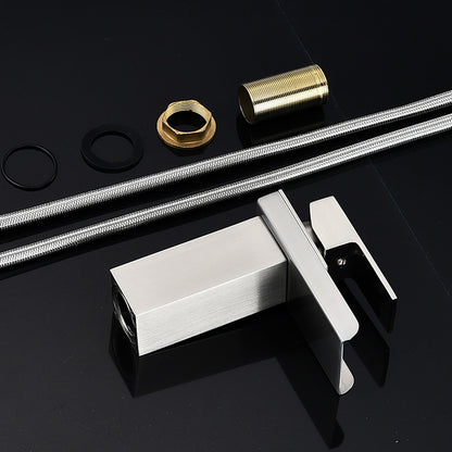 Waterfall Bathroom Faucet, Modern Single-Handle Single-Hole Faucet, Silver / Gold / Black