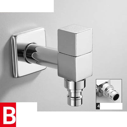 Modern Wall-Mount Single Cold Faucet, Solid Brass Washing Machine Faucet, Matte Black / Chrome