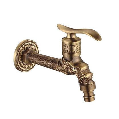 Vintage Brass Wall-Mount Utility Faucet, Single-Cold Laundry Tap with Quick Connector, Antique Brass / Polished Gold
