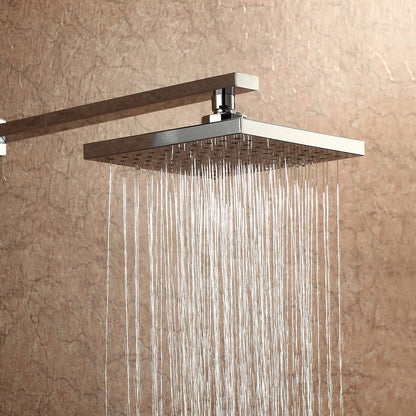 Chrome Contemporary Square Rainfall Shower Head, Wall-Mount Swivel Shower Head