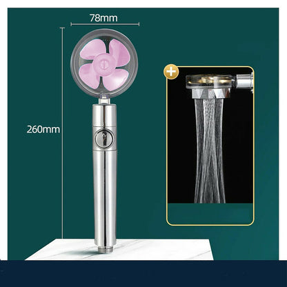 High-Pressure Turbo Fan Handheld Shower Head, 360-Degree Swivel ABS Shower Head with Pause Switch, Silver / Gold / Multi