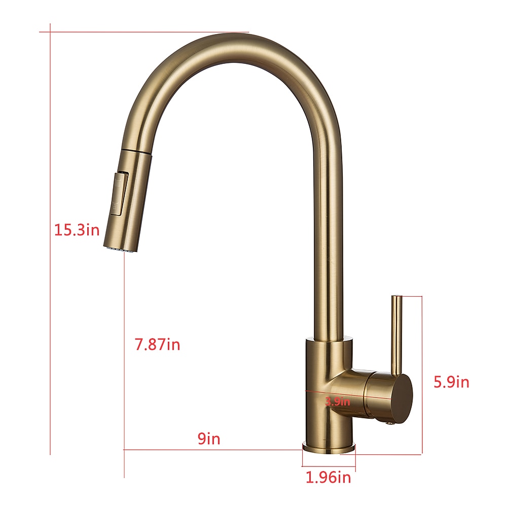 Modern Pull-Down Kitchen Faucet, Single-Handle Swivel Spout Faucet, Matte Black / Brushed Gold / Brushed Nickel / Chrome / Gunmetal