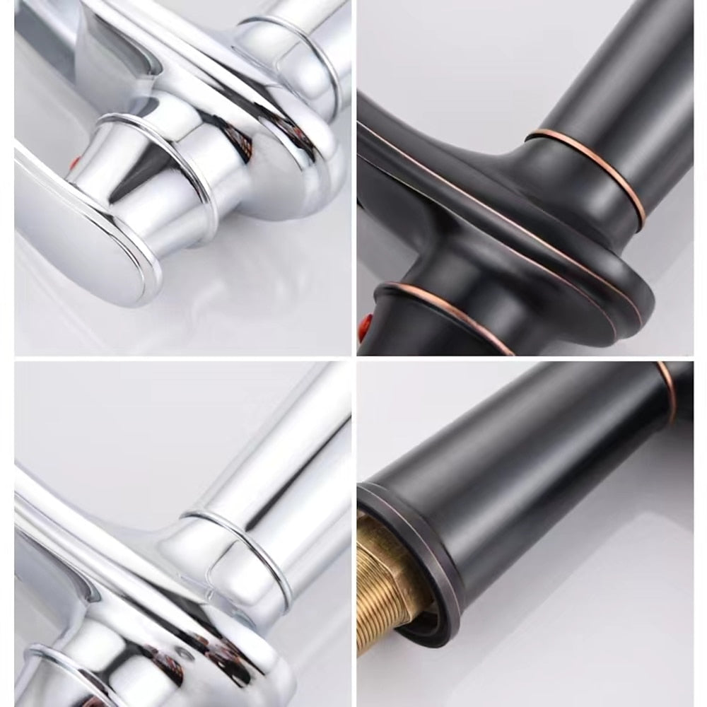 Waterfall Single-Hole Bathroom Faucet, Single-Handle Brass Faucet, Chrome / Matte Black / Brushed Nickel / Antique Brass / PVD