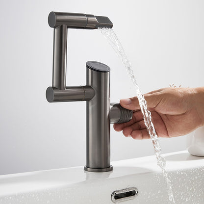 LED Digital Display Single-Hole Single-Handle Bathroom Faucet, Swivel Spout Brass Faucet, Matte Black / Matte White / Gunmetal