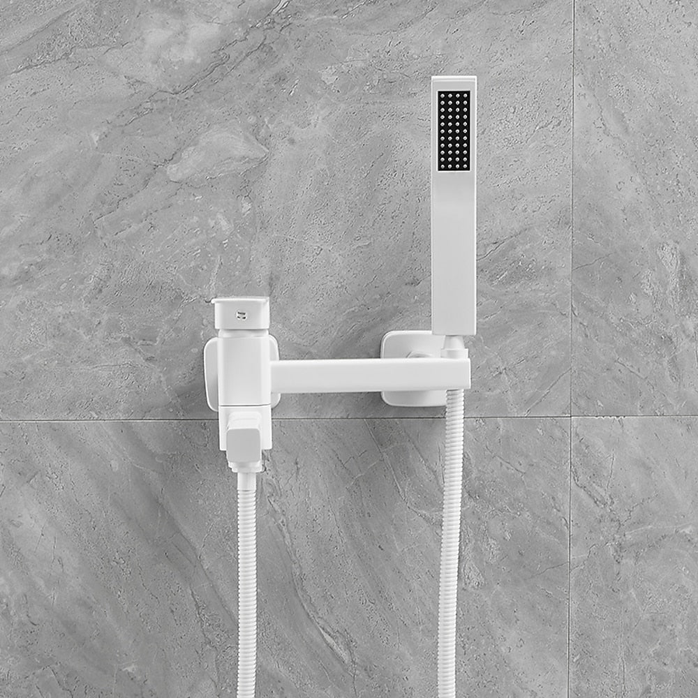 Wall-Mount Single-Handle Swivel Spout Tub Faucet, Bathtub Filler Faucet with Handheld Shower