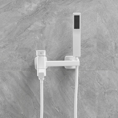 Wall-Mount Single-Handle Swivel Spout Tub Faucet, Bathtub Filler Faucet with Handheld Shower
