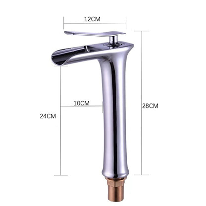 Waterfall Vessel Bathroom Faucet, Single-Handle Single-Hole Faucet