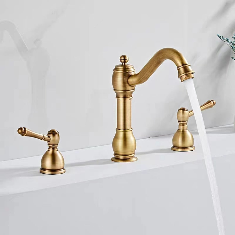 Modern High Arc Swivel Spout Bathroom Faucet, Double-Handle Widespread Faucet, Brushed Bronze / Brushed Nickel / Oil-Rubbed Bronze