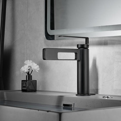 Modern Waterfall Bathroom Sink Faucet, Single-Handle Single-Hole Brass Faucet, Matte Black / Brushed Gold / Gunmetal / Chrome / Matte White