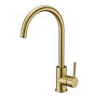 Brushed Gold 360-Degree Swivel Kitchen Faucet, Single-Handle High Arc Faucet