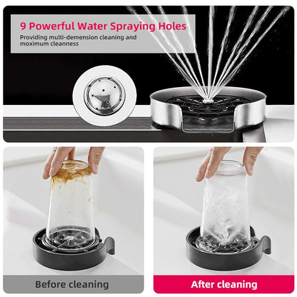 Press-Down Stainless Steel Glass Rinser, Cup Rinser with G1/2 Hose, Matte Black / Brushed Nickel / Gunmetal