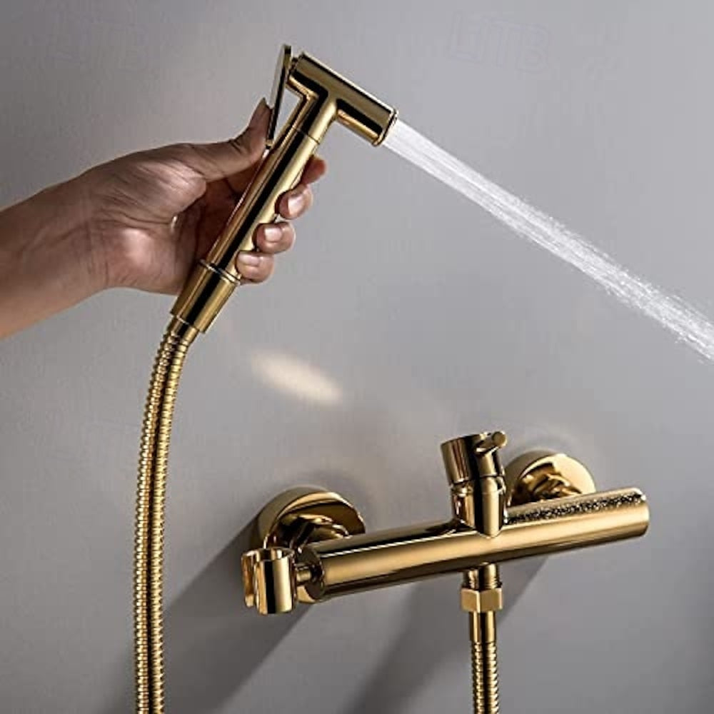 Self-Cleaning Handheld Bidet Faucet, Wall-Mount Single-Handle Mixer Valve, Chrome / Brushed Gold / Matte Black / Gunmetal