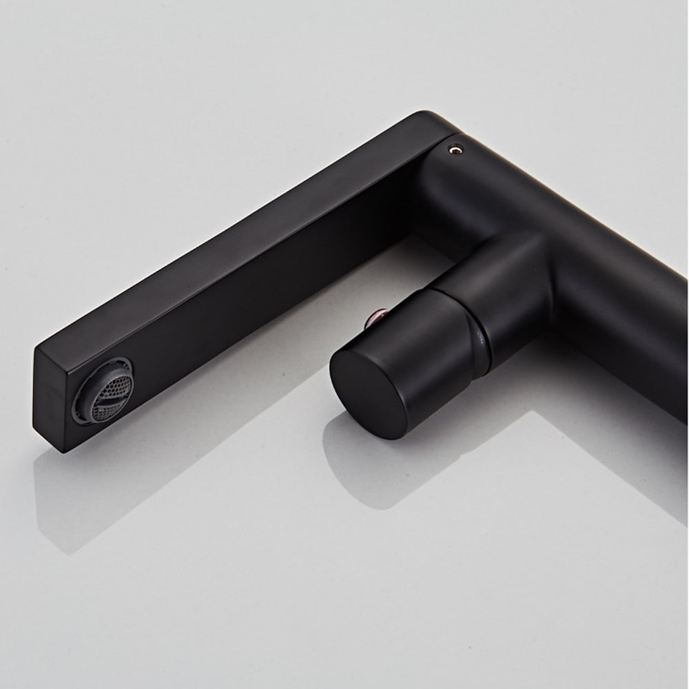 Matte Black Rotatable Spout Tall Vessel Faucet, Modern Single-Hole Single-Handle Bathroom Faucet