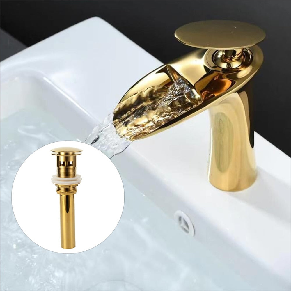 Modern Waterfall Bathroom Faucet, Single-Handle Single-Hole Faucet