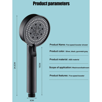 5-Spray Mode Matte Black Handheld Shower Head, High-Pressure Bathroom Showerhead