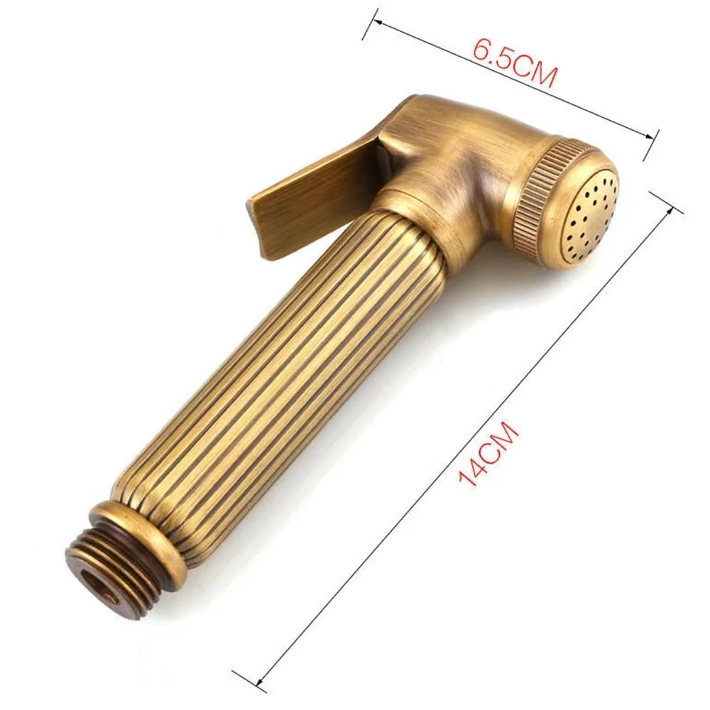 Self-Cleaning Antique Copper Handheld Bidet Sprayer, Wall-Mount Toilet Shattaf Sprayer with Hose
