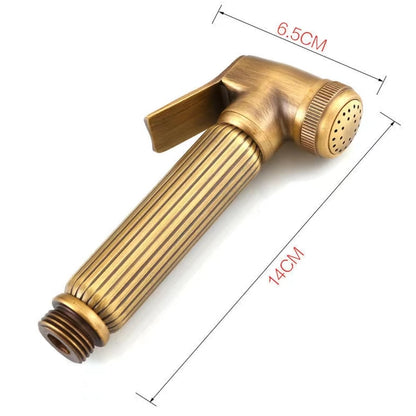 Self-Cleaning Antique Copper Handheld Bidet Sprayer, Wall-Mount Toilet Shattaf Sprayer with Hose
