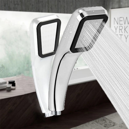 High-Pressure Water-Saving Rectangular Hand Shower, Contemporary ABS Shower Head, Chrome / Matte Black