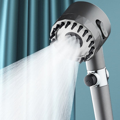 High Pressure 3-Mode Handheld Shower Head, Massage Spray Nozzle with Stop Button, Chrome / Matte Black
