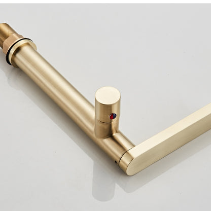 Modern Brass Single-Hole Bathroom Faucet, Single-Handle Swivel Spout Faucet, Brushed Gold / Matte Black
