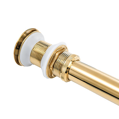 Polished Gold Brass Pop-Up Sink Drain Stopper without Overflow, Contemporary Bathroom Vessel Vanity Sink Drain Assembly