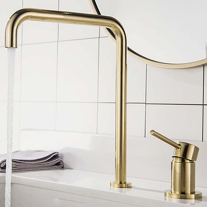 360-Degree Swivel Vessel Sink Faucet, Single-Handle 2-Hole Widespread Basin Faucet, Brushed Gold / Chrome / Matte Black / Rose Gold