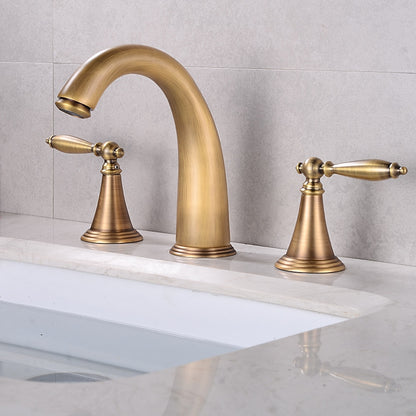 Vintage Widespread Bathroom Faucet, Double Handle 3-Hole Faucet