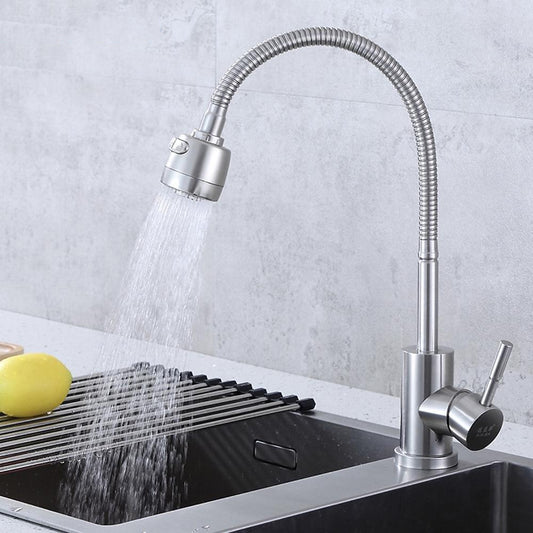 Lagomel single-handle kitchen faucet in brushed nickel, set in a Contemporary kitchen