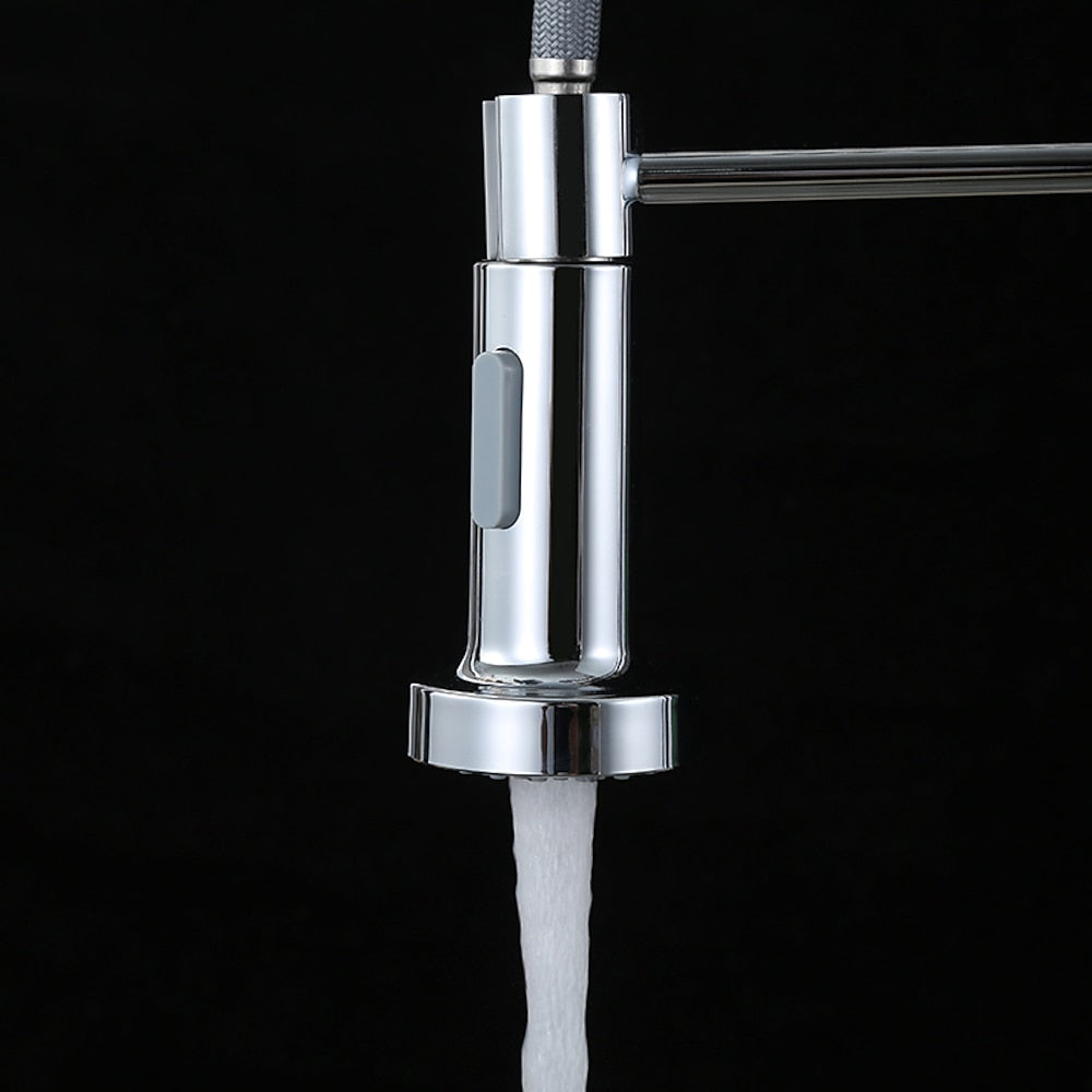 Stainless Steel Pre-Rinse Kitchen Faucet, Single-Handle Pull-Down Faucet, Chrome / Brushed Nickel