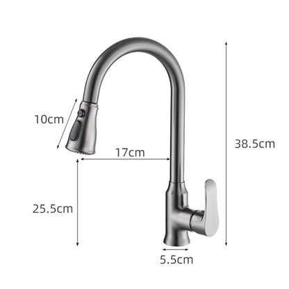 Modern Pull-Down Kitchen Faucet, Single-Handle High-Arc Brass Faucet, Chrome / Gunmetal / Matte Black