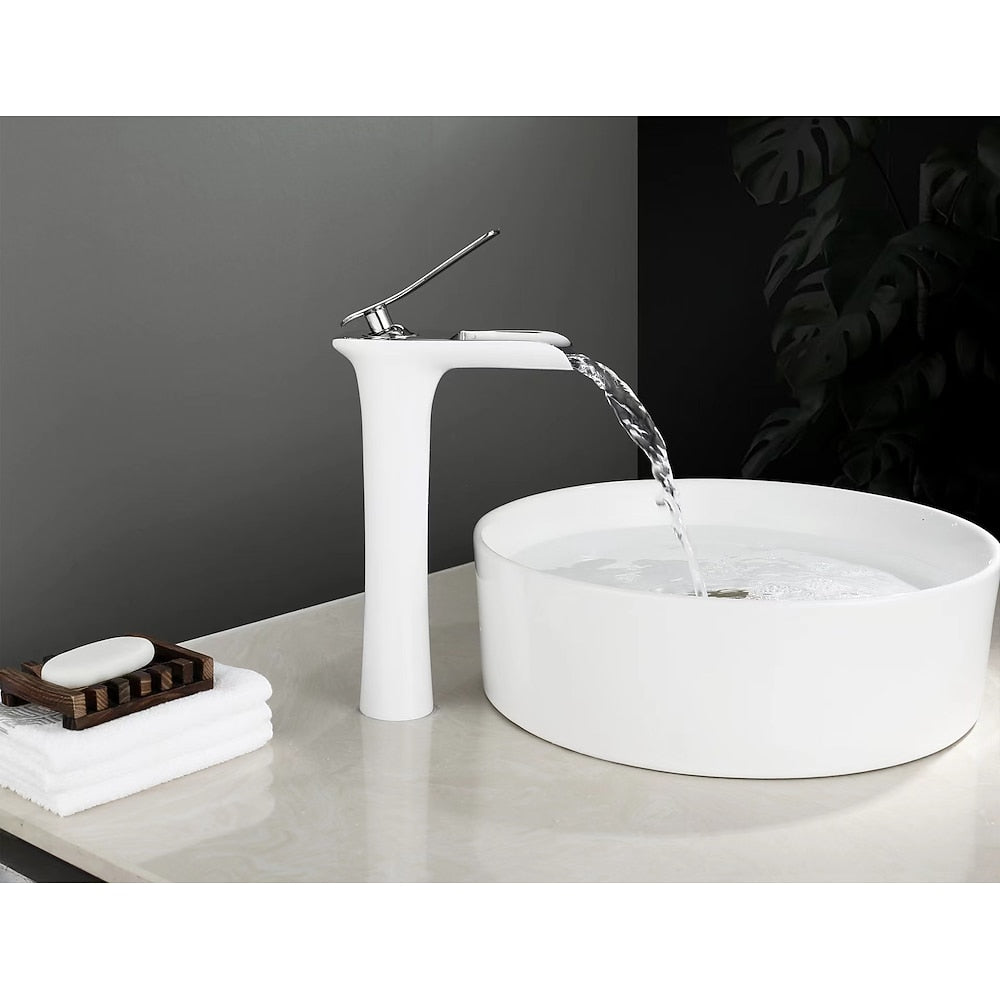 Waterfall Vessel Bathroom Faucet, Single-Handle Single-Hole Faucet
