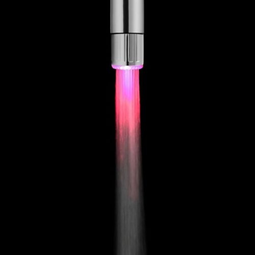 LED Temperature Sensor RGB 3- Chrome Faucet Aerator, Modern ABS Plastic Screw-On Tap Adapter