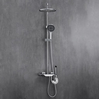 Thermostatic Wall-Mount Shower System, Multi-Function Rainfall Faucet with Handheld Shower, Chrome / Gunmetal