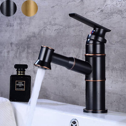 Traditional Single-Hole Bathroom Faucet, Single-Handle Pull-Out Faucet, Oil-Rubbed Bronze / Antique Brass