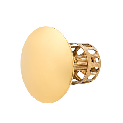 Polished Gold Brass Pop-Up Sink Drain Stopper without Overflow, Contemporary Bathroom Vessel Vanity Sink Drain Assembly