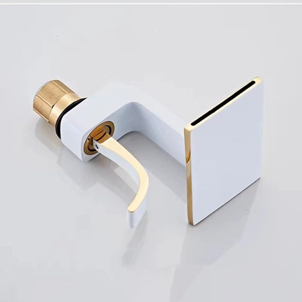 Waterfall Single-Hole Bathroom Faucet, Single-Handle Faucet with Pop-Up Drain