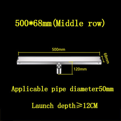 Stainless Steel Modern Tile Insert Linear Shower Drain, Rectangle Floor Drain with Removable Cover