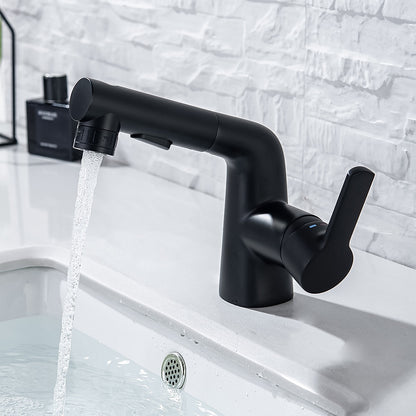 Modern Pull-Out Bathroom Sink Faucet, Single-Handle Swivel Spout Faucet, Brushed Gold / Chrome / Matte Black / Gunmetal
