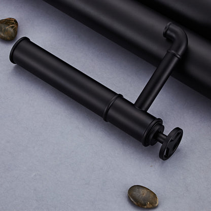 Matte Black Industrial Single-Hole Vessel Sink Faucet, Single Wheel Handle Brass Bathroom Faucet