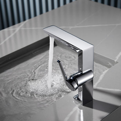 Modern Single-Hole Bathroom Faucet, Single-Handle Brass Faucet, Polished Gold / Chrome / Matte Black / Brushed Gold / Rose Gold / Matte White / Gunmetal