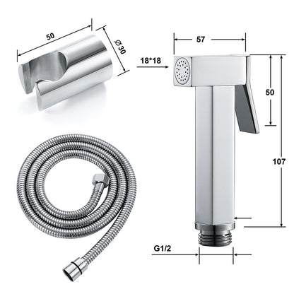Self-Cleaning Solid Brass Bidet Sprayer, Wall-Mount Toilet Bidet Sprayer with Hose / Bracket, Black / Silver / Gold
