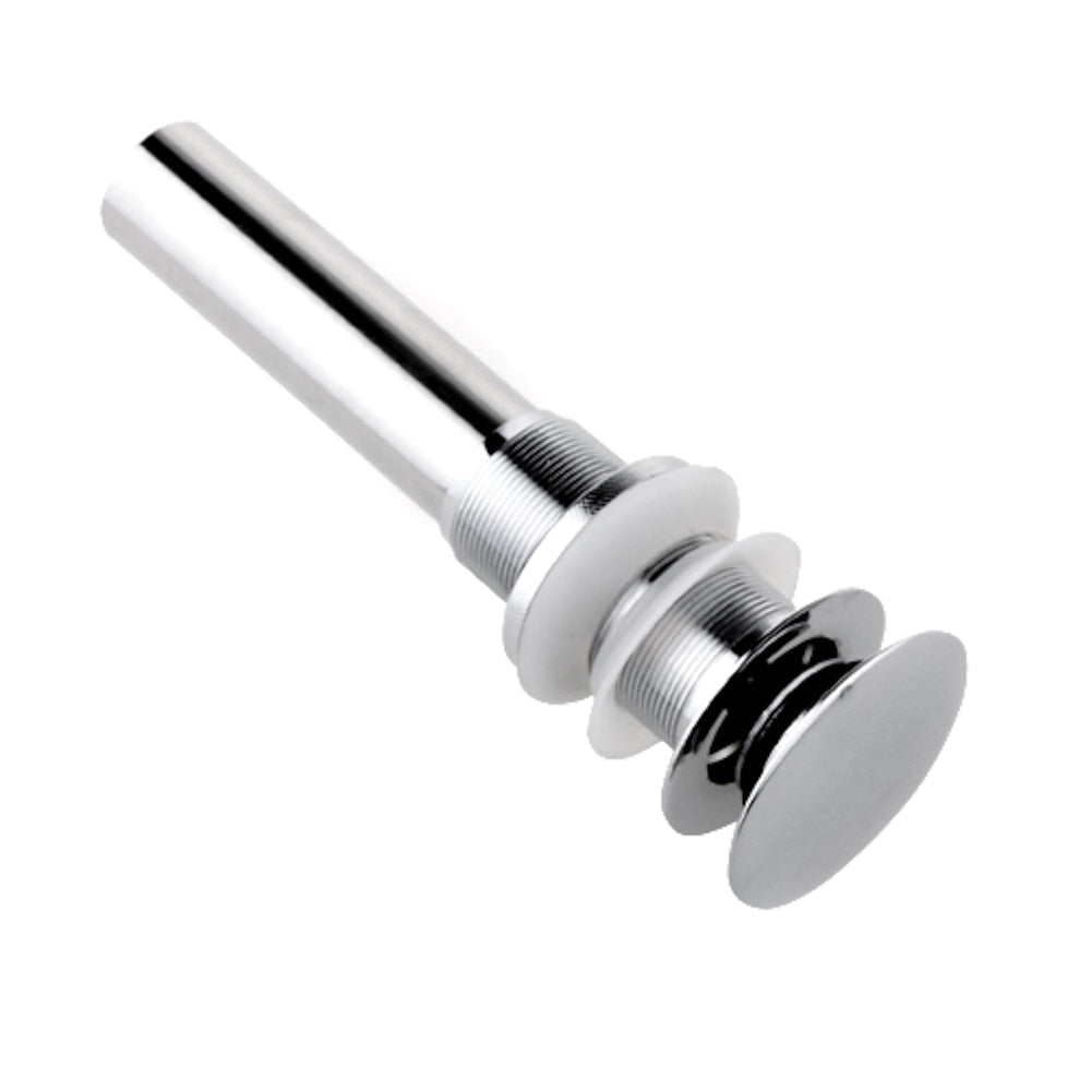 Chrome Brass Pop-Up Sink Drain with Overflow, Contemporary Bathroom Vanity Basin Sink Drain