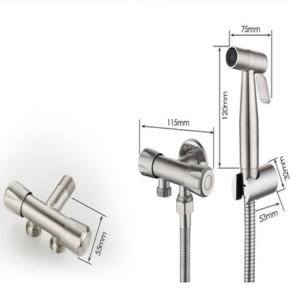Stainless Steel Handheld Bidet Sprayer Faucet, Wall-Mount Single-Handle Toilet Shattaf with T-Valve / Flexible Hose