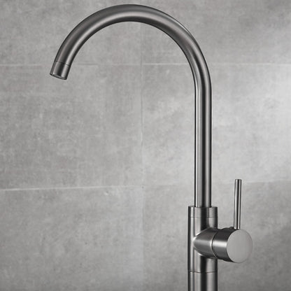 Gunmetal Contemporary Freestanding Tub Faucet, Single-Handle Brass Faucet, High Arc Spout Faucet