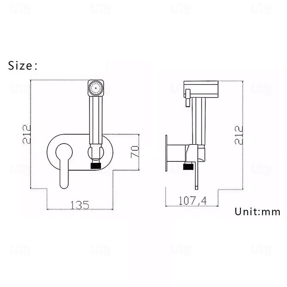 Wall-Mount Hot, Cold Bidet Sprayer Faucet, Modern Single-Handle Brass Valve Set, Gunmetal / Matte White / Matte Black / Chrome / Brushed Gold
